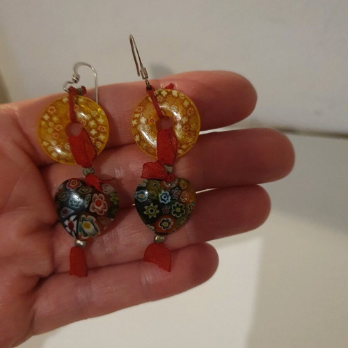 Handmade Murano earrings used with silver clasp