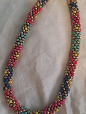 Accessorize colorful necklace like new with beads and safety clasp