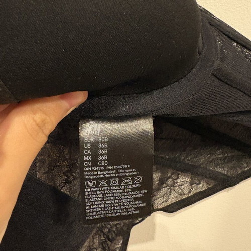 H&M Women's Corset Lace Fitted Size 80B Black New