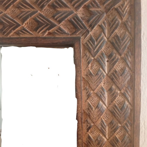 Handmade wooden mirror like new with unique design