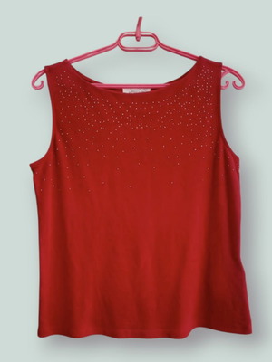 Cotton blouse used, red, size XL with sequins