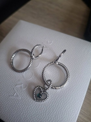Pandora double hoop earrings used, silver
