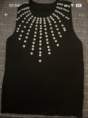 Rib blouse like new with embroidery, size S, black