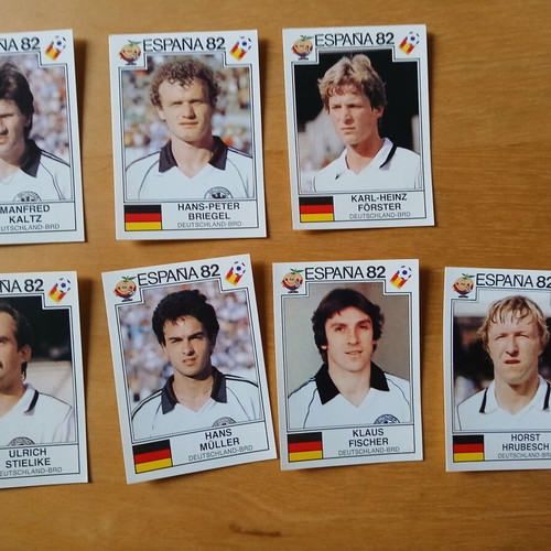 Panini Germany stickers used, 7 pieces España '82