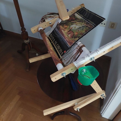 Wooden embroidery stand with Nova Sloboda embroidery kit gift