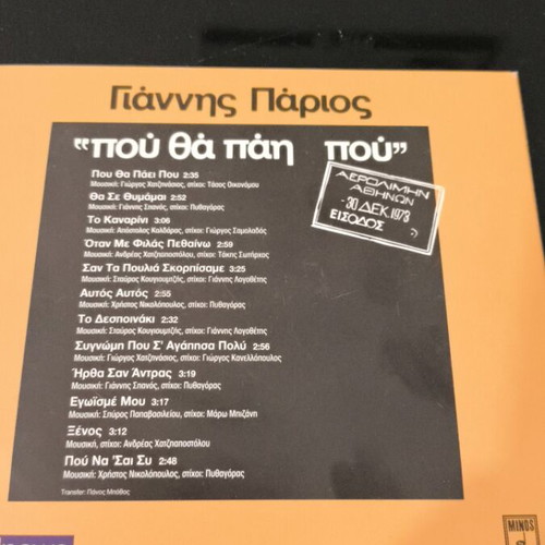 Music CD Giannis Parios "Pou Tha Paei Pou" like new
