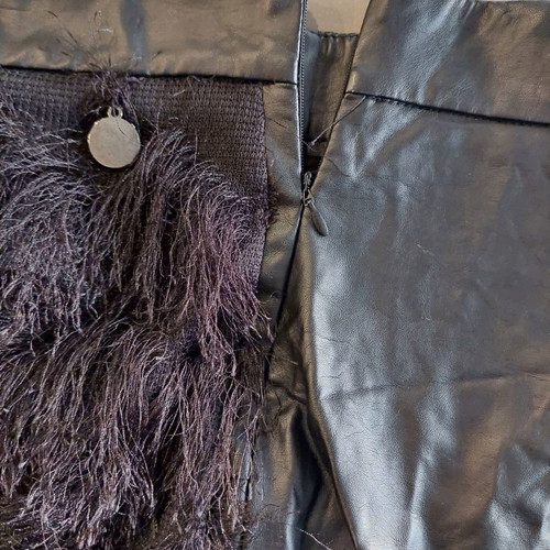 Relish eco leather black shorts new, with fringes