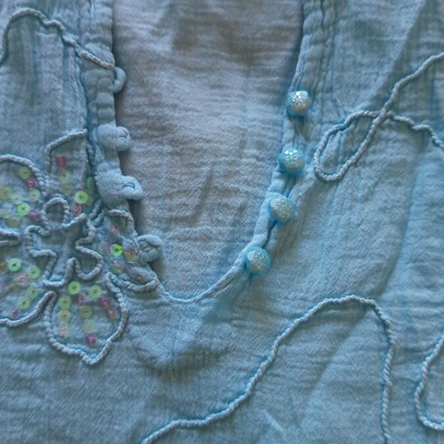 Sequin blouse new, turquoise, size L