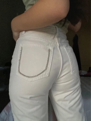 Άσπρα τζιν mom style ψηλόμεσα, σαν καινούργια, μέγεθος 34