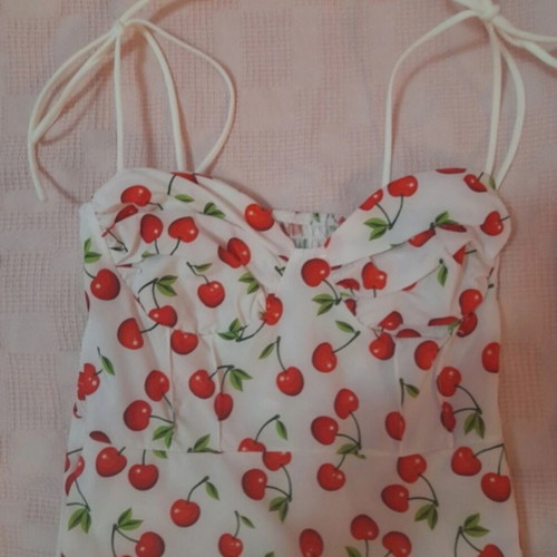 Maxi summer dress with adjustable straps, white and red