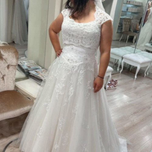 Wedding dress white like new, size L / 40 / 12