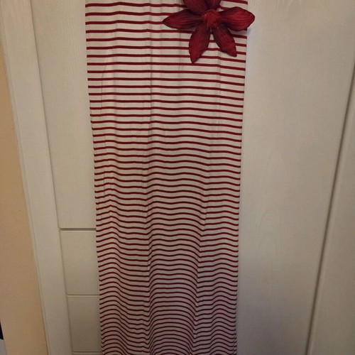 Denny Rose long dress white with red and flower pin like new