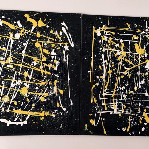 Authentic diptych painting handmade, new, acrylics