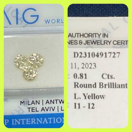Diamonds 3 pcs 0.81 ct natural light yellow champagne color