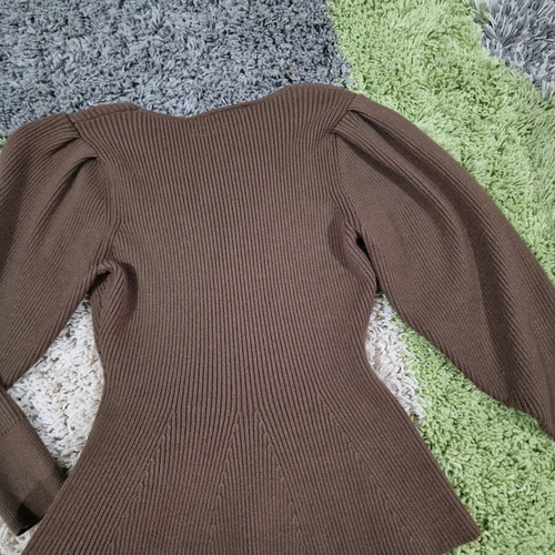 Zara women's knitwear with peplum and puff sleeves like new