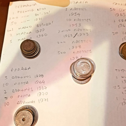 Old coins used, collection of 75 from various nationalities