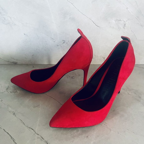 Bershka Red Suede Heels Size 38 New