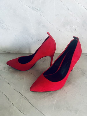 Bershka Red Suede Heels Size 38 New