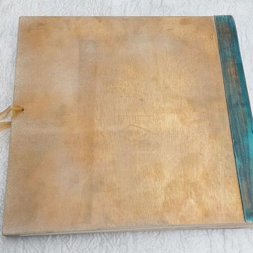 Handmade Wedding Baptism Album with Leather and Wooden Cover