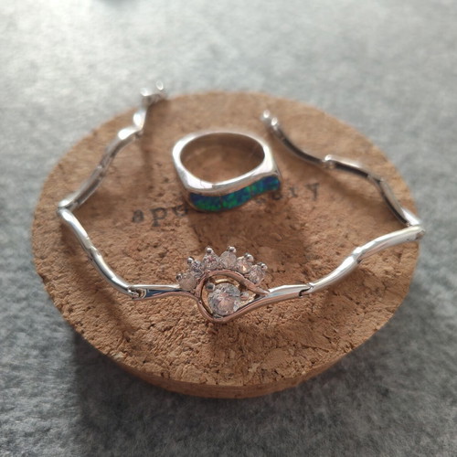 Bracelet and ring set with opal, 925 silver, like new