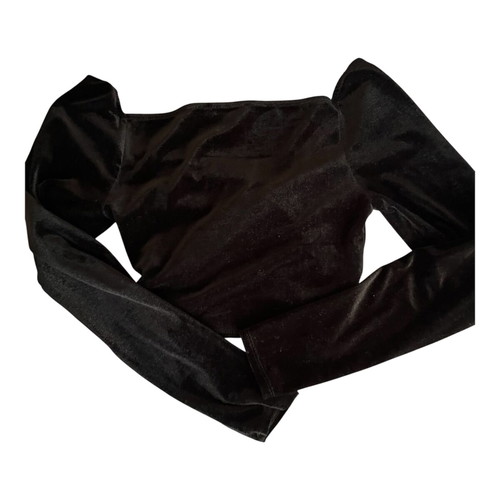 Stradivarius Velvet Crop Top black, like new, size S