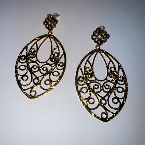 Bizermani gold-plated hammered earrings new