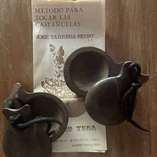 Professional Castanets new, wooden with original box and ribbons