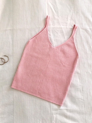 Knitted tank top used, pink, size S from H&M