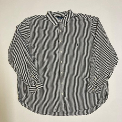 Ralph Lauren Black White Striped Dress Shirt XXL with Black Pony