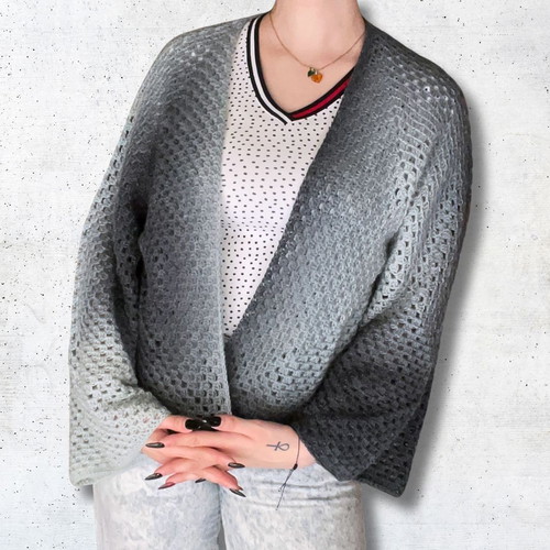 Twin Moons handmade gray ombre cardigan size M