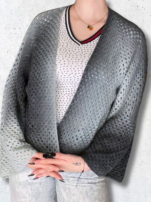 Twin Moons handmade gray ombre cardigan size M