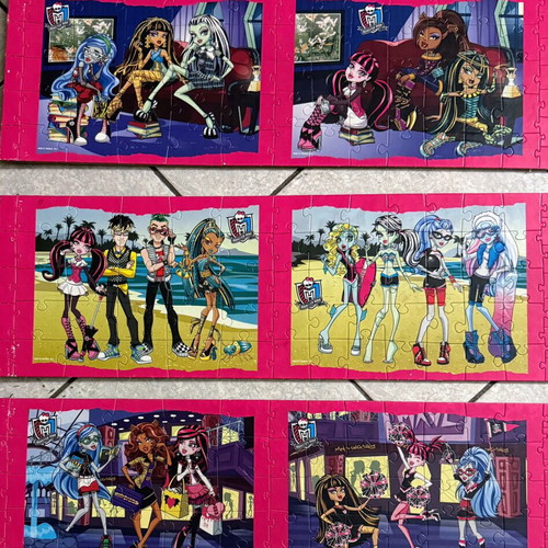 Monster High puzzle set like new, 9 glued on wood