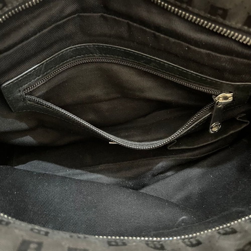 Bally Vintage Monogram Jacquard Bowling Bag used, black leather details