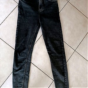 Bershka high waist skinny μαύρο ξεβαμμενο τζιν ν 34
