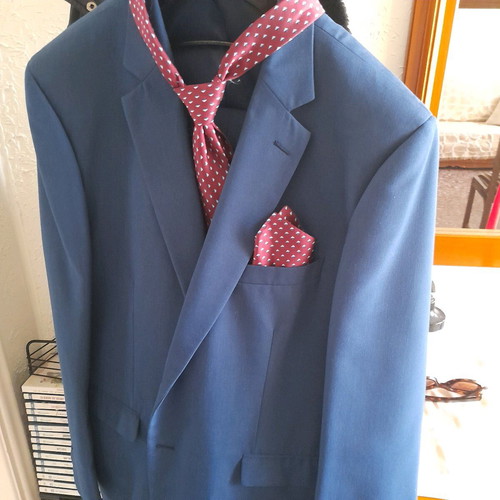 Berto Sezo suit used, blue, size L with tie and pocket square