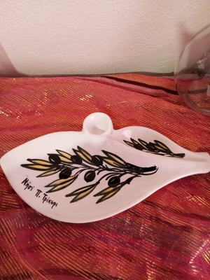 Handmade ceramic serving platter for meze new with olives