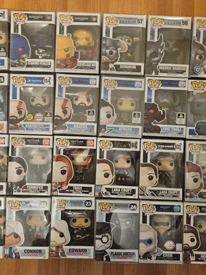 Games Funko Pop collection with Blizzard, Witcher, Skyrim, God of War, Assassin's Creed