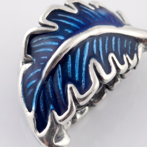 Pandora Feather Charm with Blue Enamel new