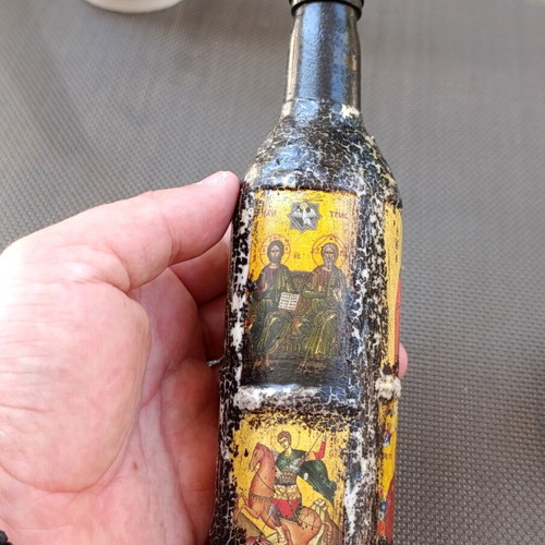 Holy Water Glass Bottle with Religious Icon Images
