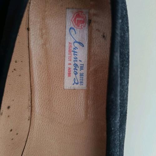 Loafers women's used black suede Greek made Lemisios