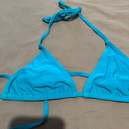 Bikini top triangle turquoise tied S-M like new