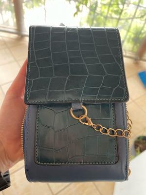 Blue handbag new with chain strap