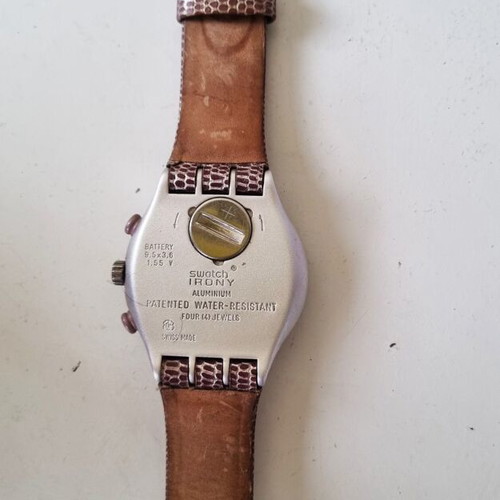 Swatch Irony Chrono Lady Snake watch, pink and silver