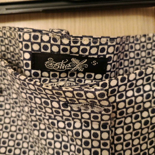 SheX patterned pants size S used, blue and white elastic