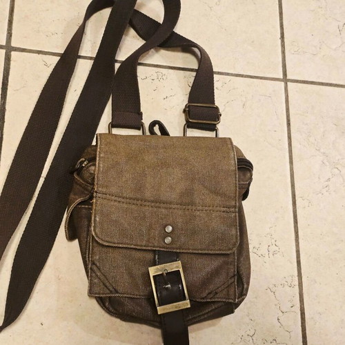 Men's canvas vintage messenger bag, beige brown