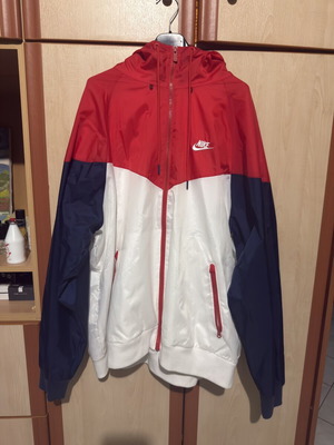 Μπουφάν Nike, άσπρο και κόκκινο, XL