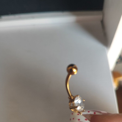 Navel piercing in gold color like new with rhinestone