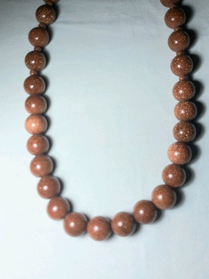 Gold sandstone necklace new with silver gold-plated clasp 52 cm