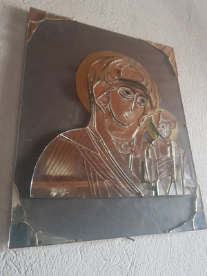 Παναγία Βρεφοκρατούσα μεταχειρισμένη, χειροποίητη συλλεκτική εικόνα με καθρέφτη
