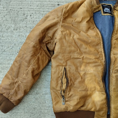 Leather jacket used with wear, size XXL, yellow